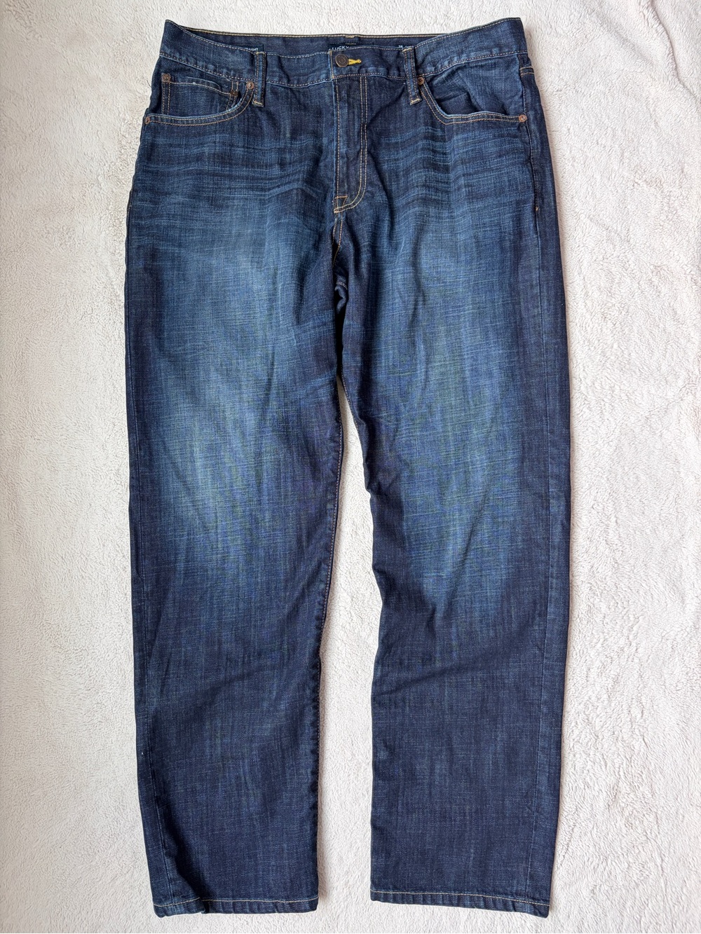 Lucky Brand 329 Classic Straight Dark Blue Jeans Men Size 38x32